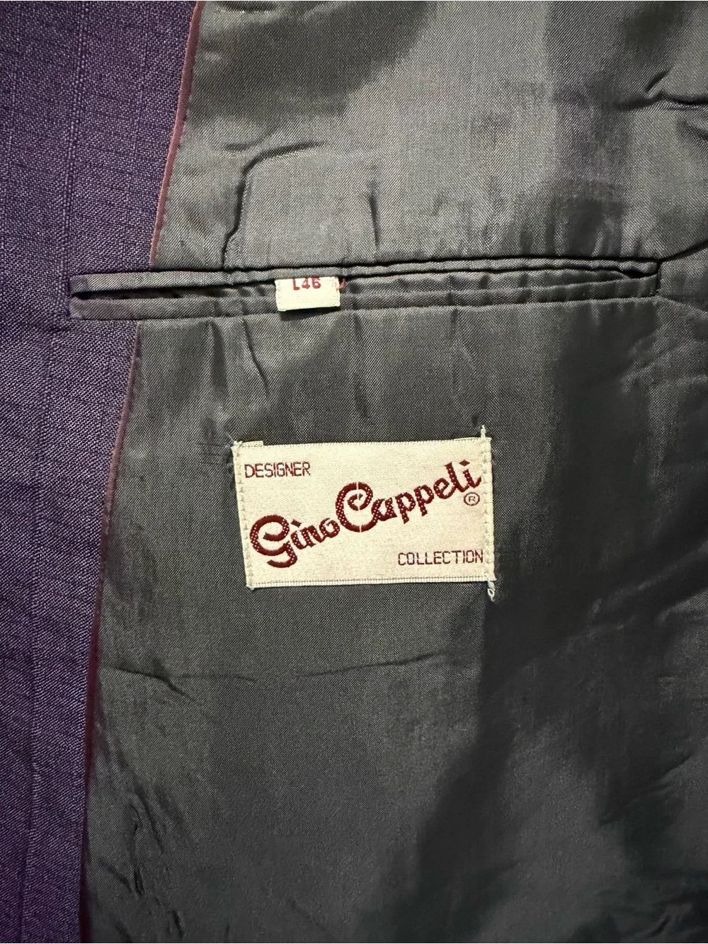 Gino Capeli Men’s Dark Purple Suit Blazer 46L Pants 41X30